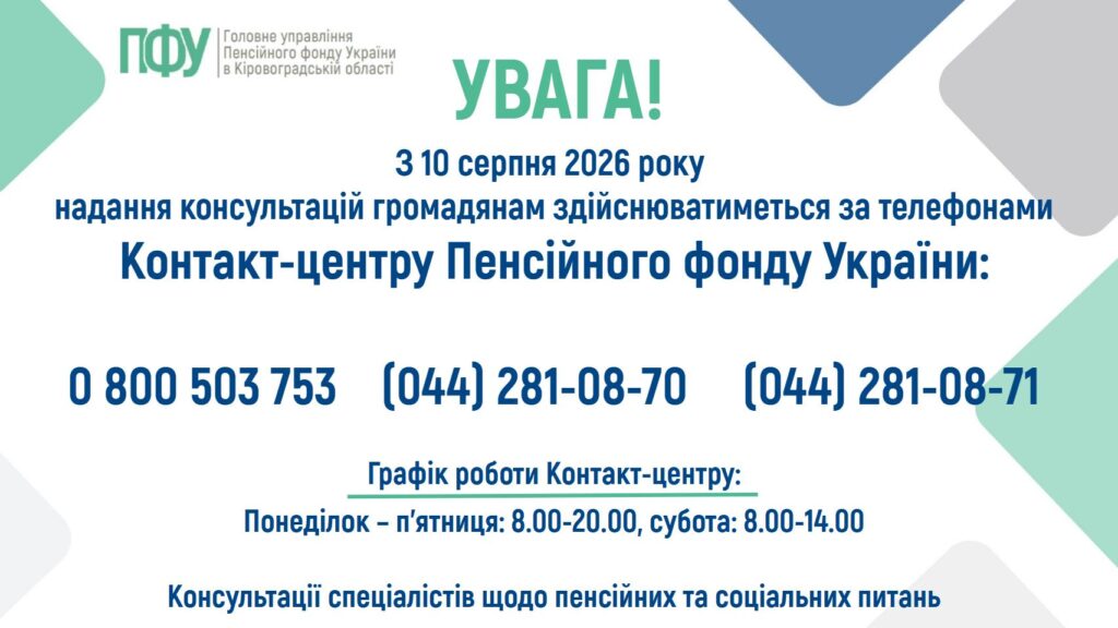 додаток 1 Контакт центр Пенсійного фонду України